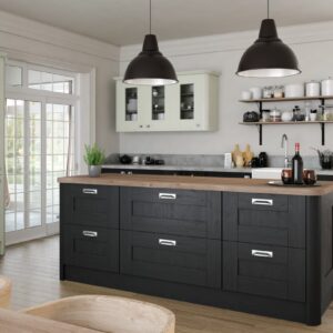 Wilton Oakgrain Graphite Shaker Kitchen and Wilton Oakgrain Grey Shaker Kitchen Mix - Blossom Avenue Kitchens, available from shopkitchensonline.co.uk