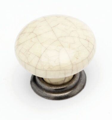 Winchester Knob, 35mm, Cream/Antique Brass - Kitchen Handles by BA Components, available from shopkitchensonline.co.uk